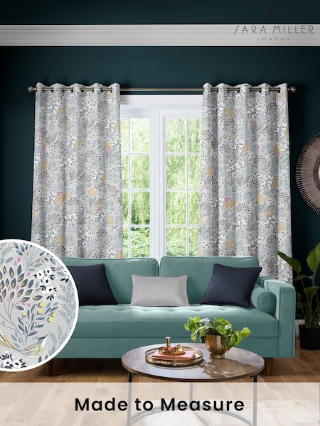Sara Miller Soft Grey Songbird Made to Measure Curtains (H35621) | £91