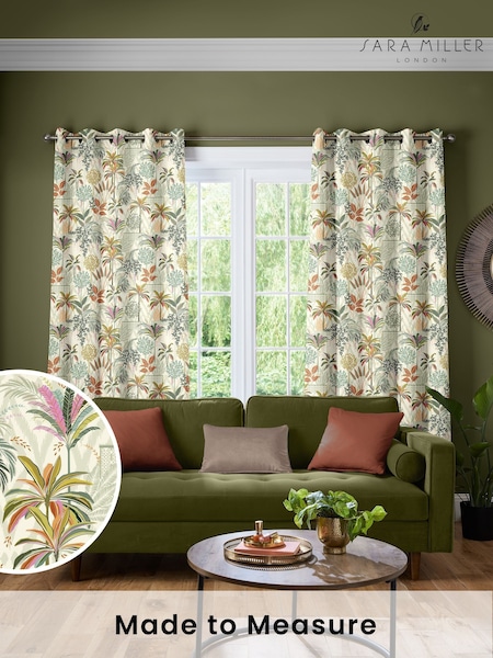 Sara Miller Light Stone Natural Palm Garden Made to Measure Curtains (H35624) | £91
