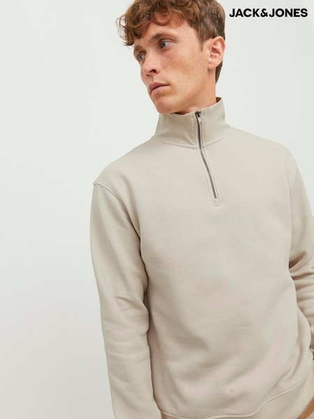 JACK & JONES Grey Half Zip Sweatshirt (H35644) | £32