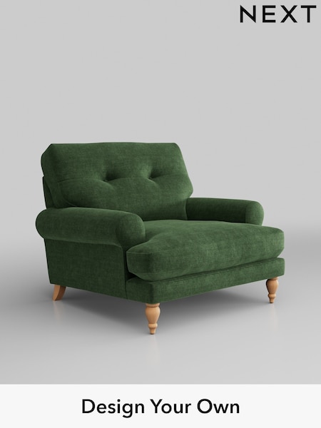 Luxe Chenille/Dark Green Erin Buttoned Back Deep Relaxed Sit (H35652) | £1,025