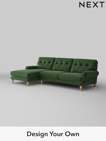 Luxe Chenille/Dark Green Erin Buttoned Back Deep Relaxed Sit (H35652) | £2,150