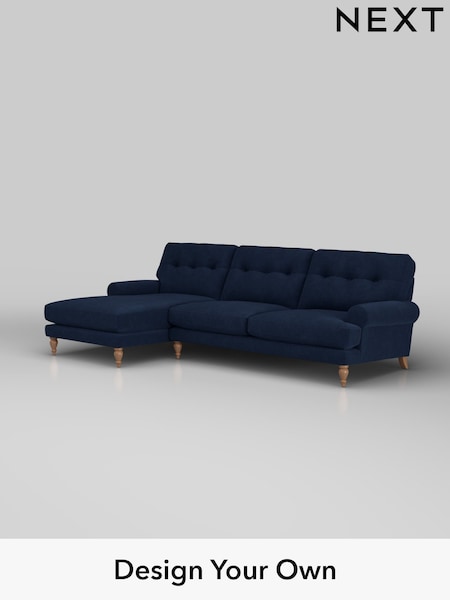 Luxe Chenille/Navy Blue Erin Buttoned Back Deep Relaxed Sit (H35713) | £2,150