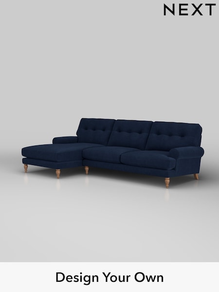 Luxe Chenille/Navy Blue Erin Buttoned Back Deep Sit (H35717) | £2,099