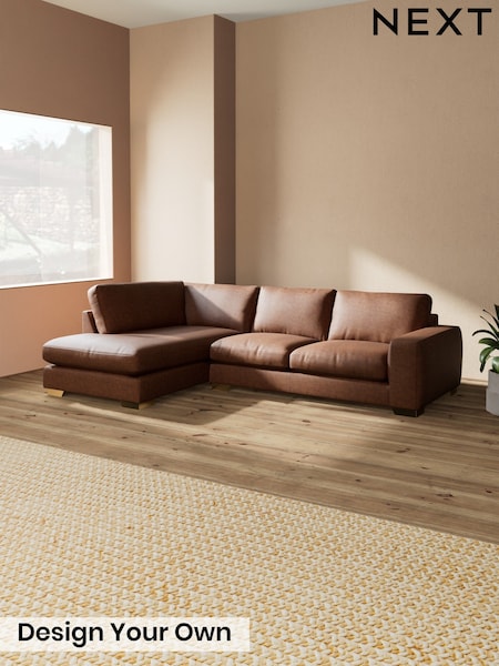 Monza Faux Leather Easy Clean/Chestnut Brown - Houghton Deep Relaxed Sit