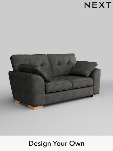 Monza Faux Leather Easy Clean/Dark Grey Stamford Buttoned Back (H35767) | £1,199