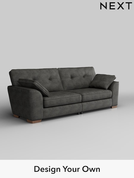Monza Faux Leather Easy Clean/Dark Grey Stamford Buttoned Back (H35767) | £1,399