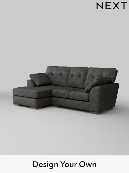 Monza Faux Leather Easy Clean/Dark Grey Stamford Buttoned Back (H35767) | £1,775