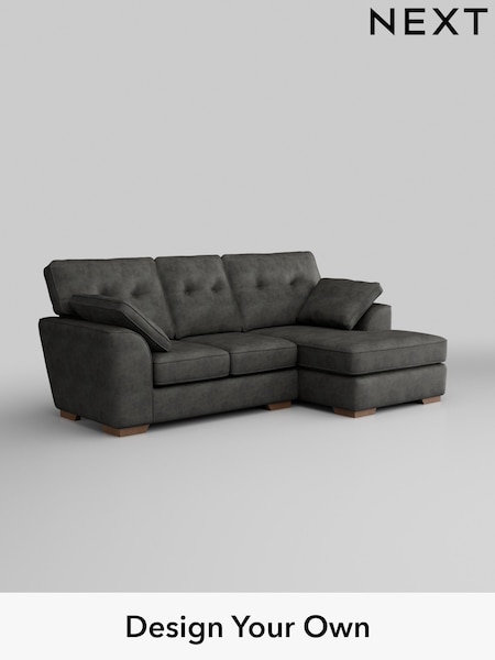 Monza Faux Leather Easy Clean/Dark Grey Stamford Buttoned Back (H35767) | £1,775