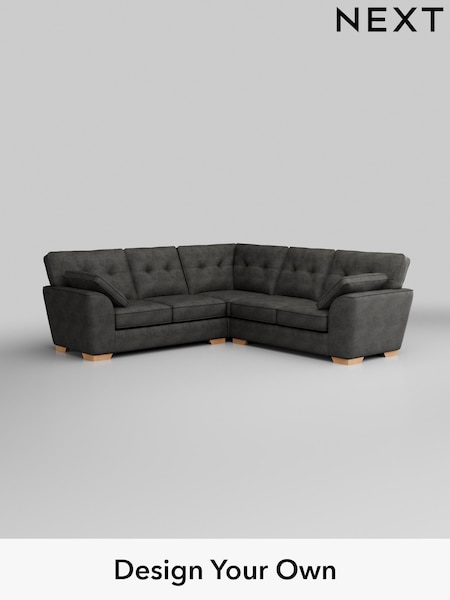 Monza Faux Leather Easy Clean/Dark Grey Stamford Buttoned Back (H35767) | £2,425