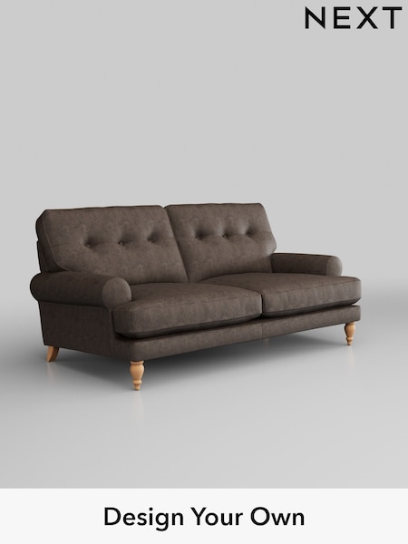Monza Faux Leather Easy Clean/Peppercorn Brown Erin Buttoned Back Deep Relaxed Sit (H35770) | £1,325