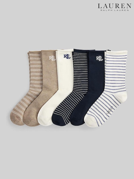 Lauren Ralph Lauren Blue Crew Socks 6 Pack (H35851) | £35