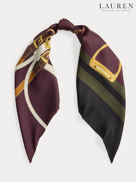 Lauren Ralph Lauren Pinot Noir Red Equestrian Pattern Necktie Satin Scarf (H35873) | £119