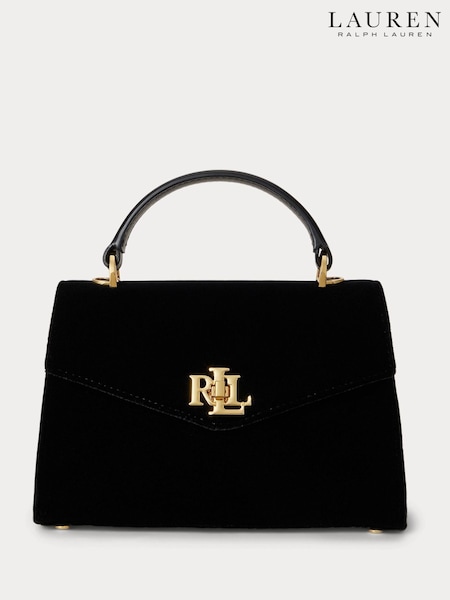 Lauren Ralph Lauren Black Farrah Velvet Small Satchel (H35875) | £299
