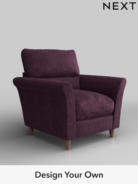 Plush Chenille/Dark Plum Purple Hartley Highback Relaxed Sit (H35899) | £875