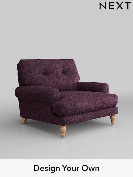 Plush Chenille/Dark Plum Purple Erin Buttoned Back Deep Relaxed Sit (H35970) | £925