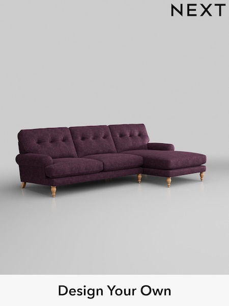Plush Chenille/Dark Plum Purple Erin Buttoned Back Deep Relaxed Sit (H35970) | £2,025