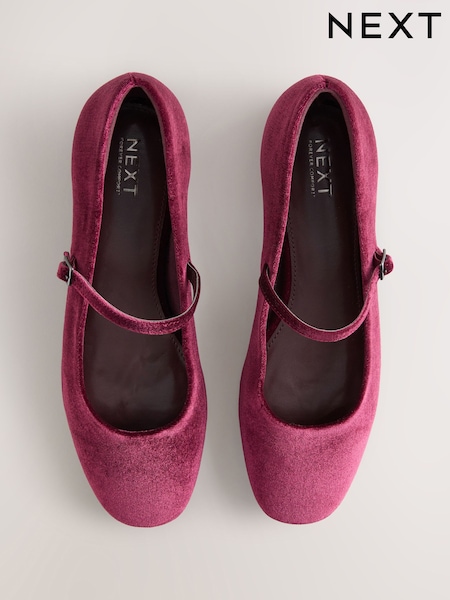 Berry Red Velvet Forever Comfort Square Toe Mary Jane Shoes (H36030) | £32