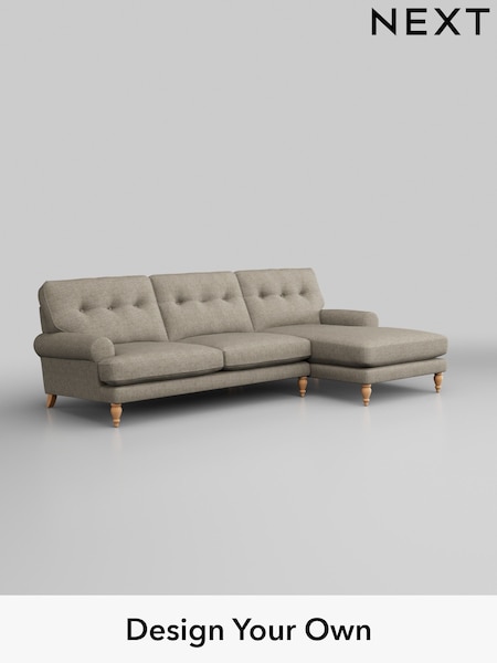 Woven Chenille Easy Clean/Mid Natural Erin Buttoned Back Deep Relaxed Sit (H36128) | £2,025
