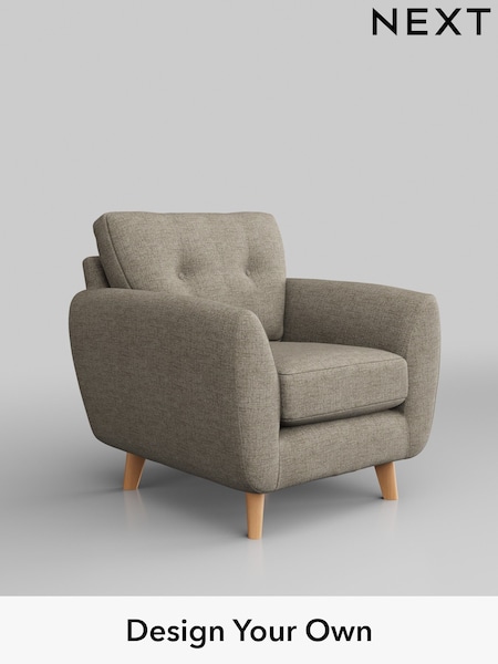 Woven Chenille Easy Clean/Mid Natural Wilson Buttoned Back (H36154) | £599
