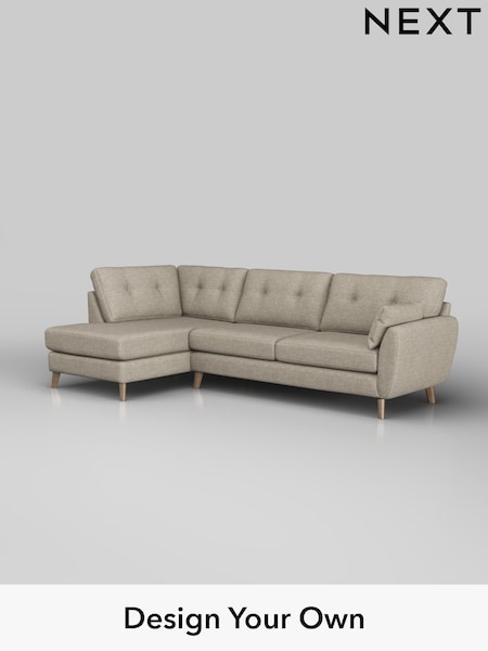 Woven Chenille Easy Clean/Mid Natural Wilson Buttoned Back (H36154) | £1,775