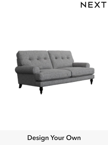 Woven Chenille Easy Clean/Light Grey Erin Buttoned Back Deep Sit (H36160) | £1,275