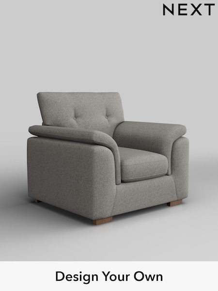 Woven Chenille Easy Clean/Light Grey Hayden Buttoned Back (H36161) | £750
