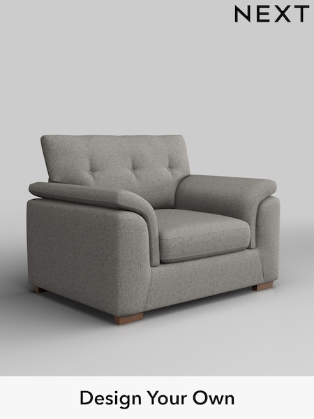 Woven Chenille Easy Clean/Light Grey Hayden Buttoned Back (H36161) | £850