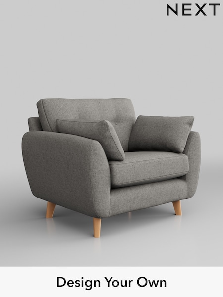 Woven Chenille Easy Clean/Light Grey Wilson Buttoned Back (H36171) | £699