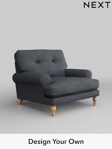 Tweedy Chenille/Navy Blue Erin Buttoned Back Deep Relaxed Sit (H36233) | £825