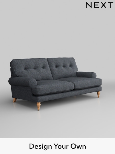 Tweedy Chenille/Navy Blue Erin Buttoned Back Deep Relaxed Sit (H36233) | £1,225