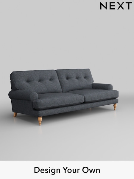 Tweedy Chenille/Navy Blue Erin Buttoned Back Deep Relaxed Sit (H36233) | £1,325