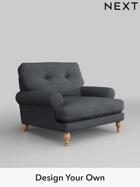 Tweedy Chenille/Navy Blue Erin Buttoned Back Deep Sit (H36234) | £775
