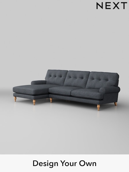 Tweedy Chenille/Navy Blue Erin Buttoned Back Deep Sit (H36234) | £1,850