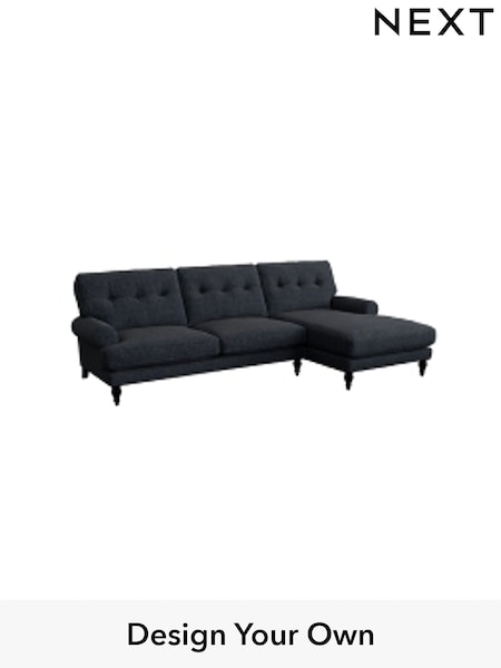 Tweedy Chenille/Navy Blue Erin Buttoned Back Deep Sit (H36234) | £1,850