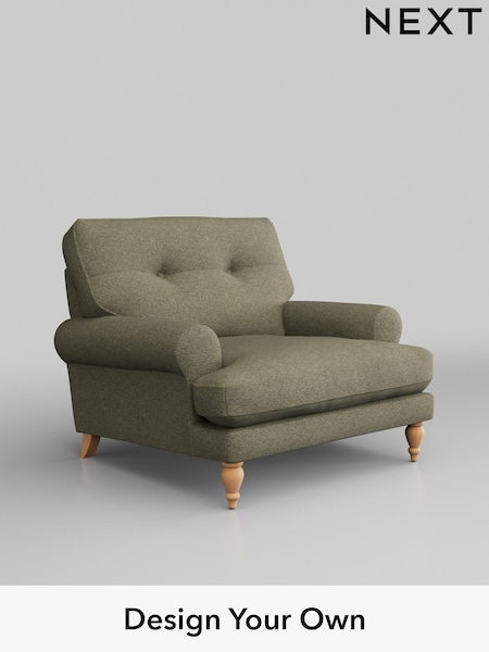 Tweedy Chenille/Mid Moss Green Erin Buttoned Back Deep Relaxed Sit (H36293) | £825