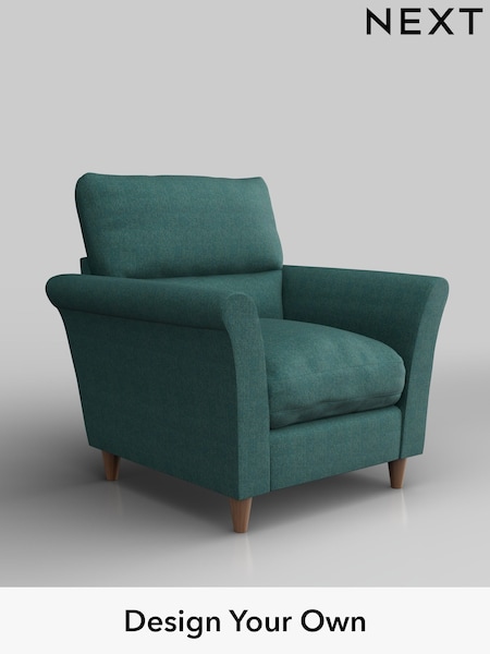 Tweedy Chenille/Dark Teal Green Hartley Highback Relaxed Sit (H36351) | £775