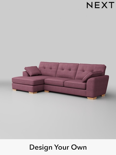 Tweedy Blend Easy Clean/Mid Mulberry Purple Stamford Buttoned Back (H36393) | £1,875