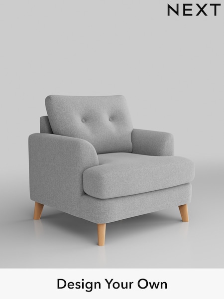 Tweedy Blend Easy Clean/Light Silver Grey Parker Buttoned Back (H36406) | £825
