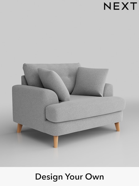 Tweedy Blend Easy Clean/Light Silver Grey Parker Buttoned Back (H36406) | £925