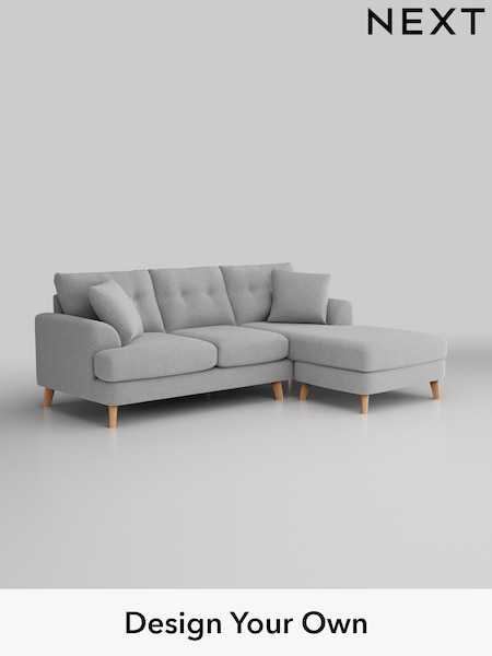 Tweedy Blend Easy Clean/Light Silver Grey Parker Buttoned Back (H36406) | £1,725