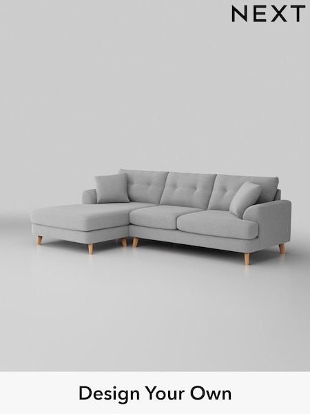 Tweedy Blend Easy Clean/Light Silver Grey Parker Buttoned Back (H36406) | £2,199