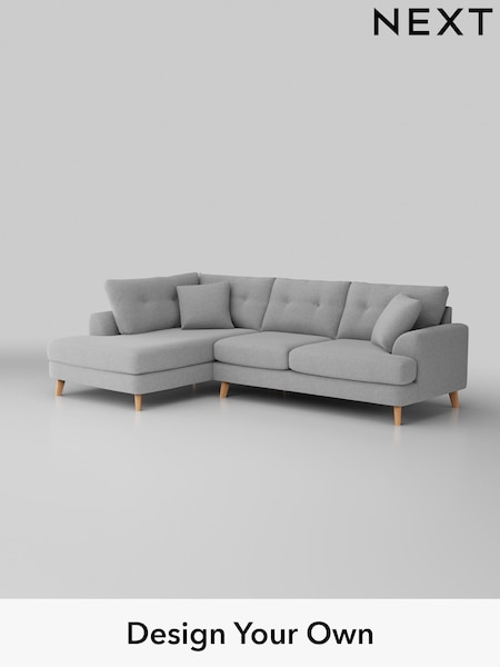 Tweedy Blend Easy Clean/Light Silver Grey Parker Buttoned Back (H36406) | £2,175