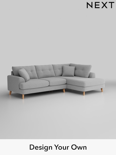 Tweedy Blend Easy Clean/Light Silver Grey Parker Buttoned Back (H36406) | £2,175