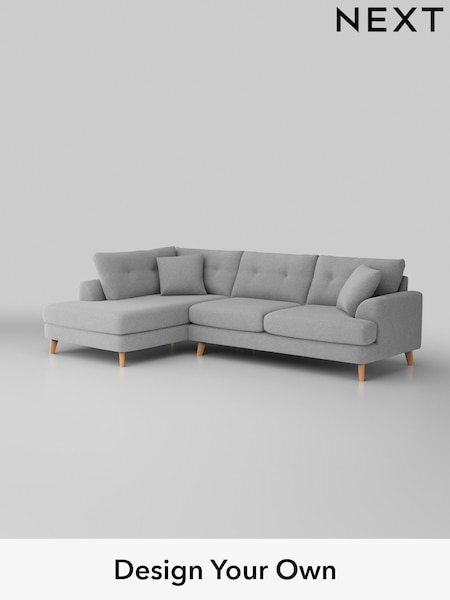 Tweedy Blend Easy Clean/Light Silver Grey Parker Buttoned Back (H36406) | £2,275