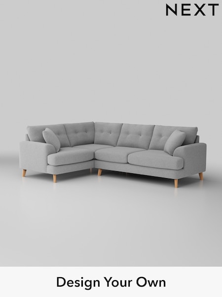 Tweedy Blend Easy Clean/Light Silver Grey Parker Buttoned Back (H36406) | £2,225