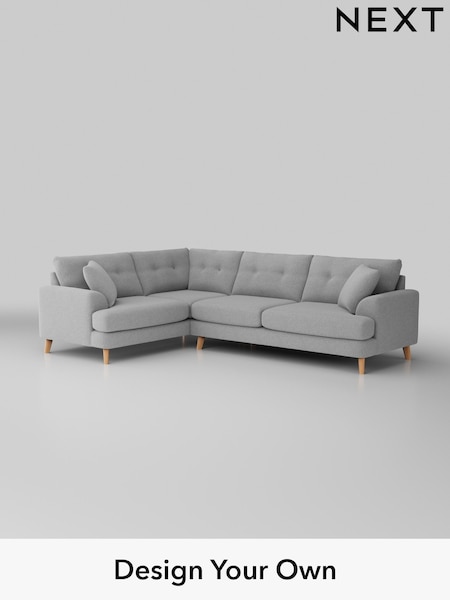 Tweedy Blend Easy Clean/Light Silver Grey Parker Buttoned Back (H36406) | £2,325