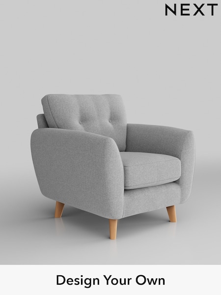 Tweedy Blend Easy Clean/Light Silver Grey Wilson Buttoned Back (H36420) | £499