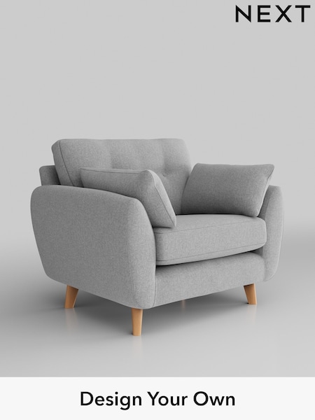 Tweedy Blend Easy Clean/Light Silver Grey Wilson Buttoned Back (H36420) | £599