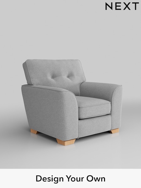 Tweedy Blend Easy Clean/Light Silver Grey Stamford Buttoned Back (H36421) | £699