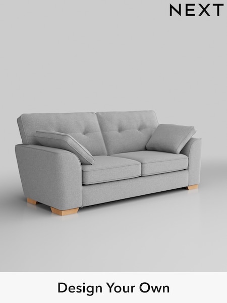 Tweedy Blend Easy Clean/Light Silver Grey Stamford Buttoned Back (H36421) | £1,175